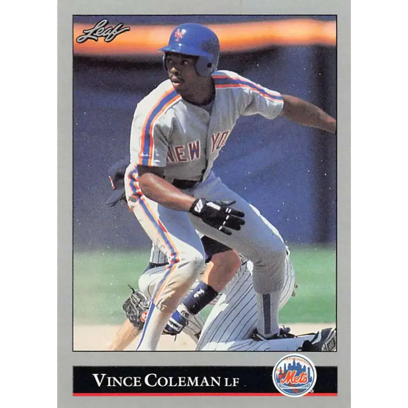 1992 Leaf #42 Vince Coleman NM-MT New York Mets Baseball Card - Baseball Card Single