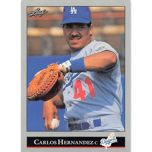 1992 Leaf #54 Carlos Hernandez NM-MT Los Angeles Dodgers Baseball Card - Baseball Card Single
