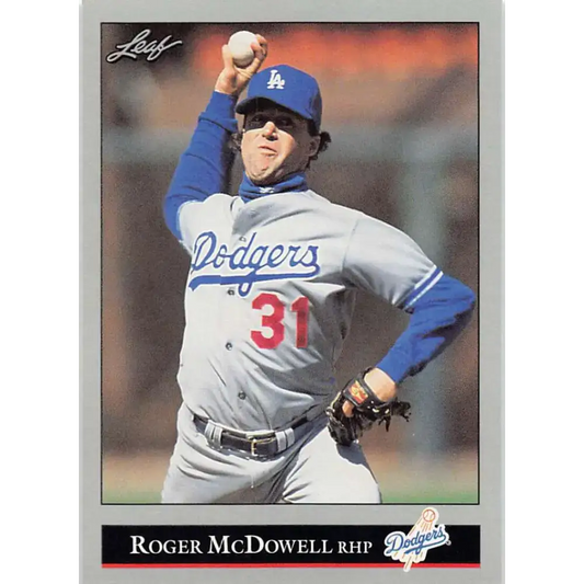 1992 Leaf #58 Roger McDowell NM-MT Los Angeles Dodgers Baseball Card - Baseball Card Single