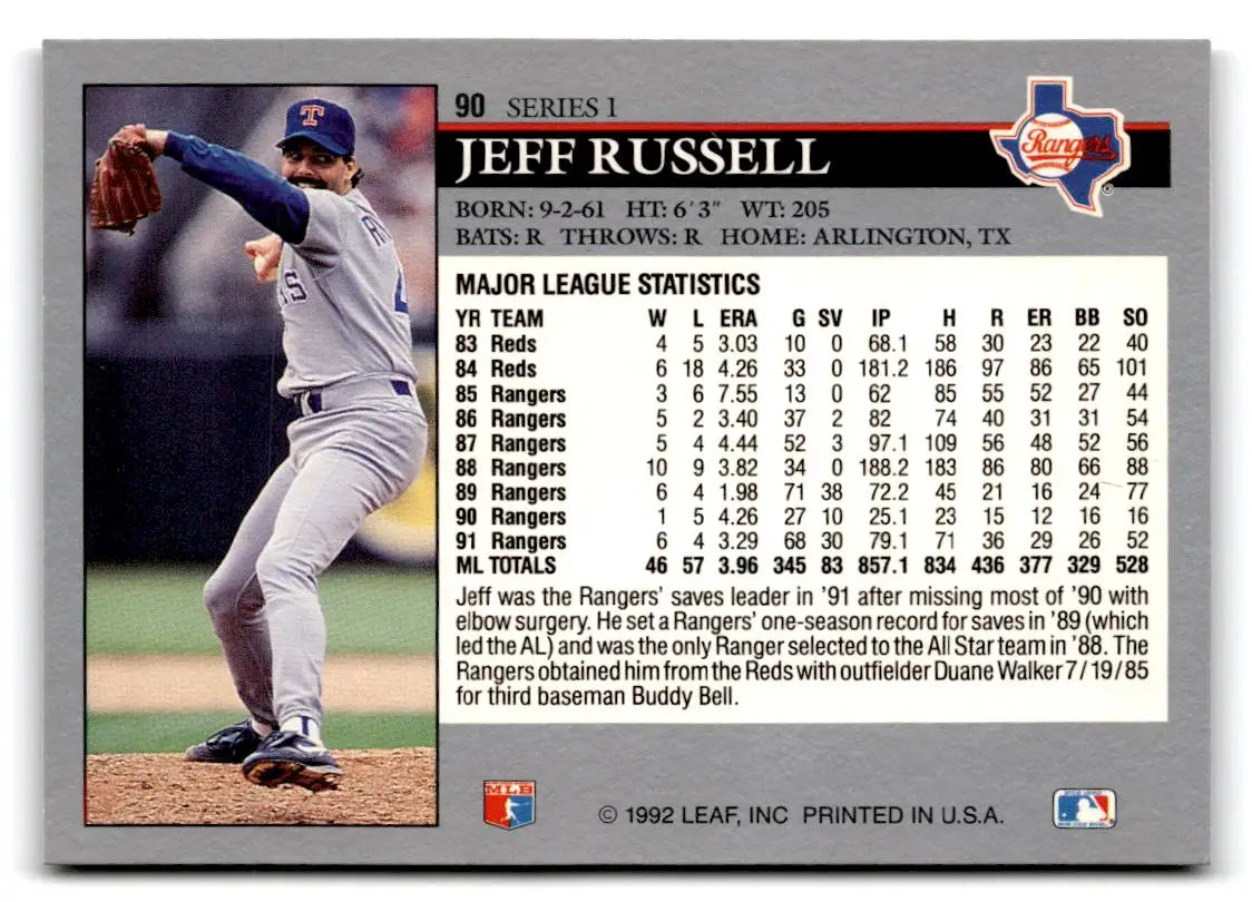 1992 Leaf #90a Jeff Russell - Baseball Card Single