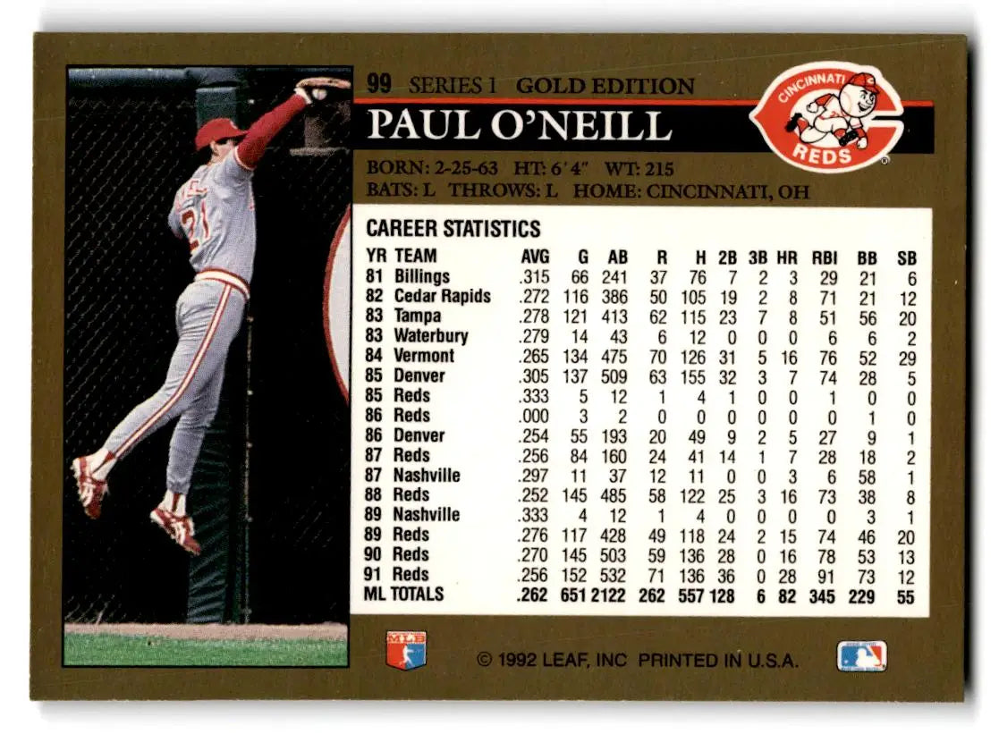 1992 Leaf #99 Paul O’Neill Black Gold - Baseball Card Single