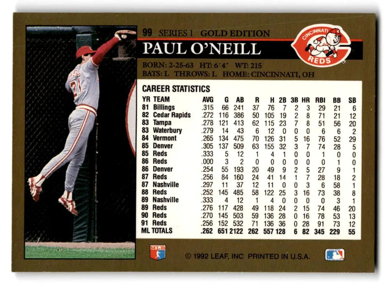 1992 Leaf #99 Paul O’Neill Black Gold - Baseball Card Single