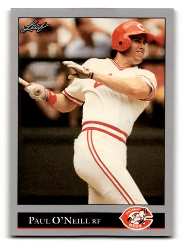 Original gloss Paul O’Neill baseball card from 1992 Leaf #99 Reds near mint