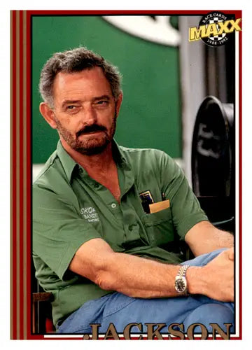 Original gloss Race card featuring Leo Jackson with mustache from 1992 Maxx Red series