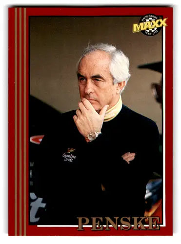 Original gloss Maxx Red Roger Penske trading card from 1992 Maxx Red series