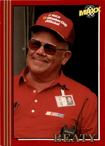 NASCAR official trading card featuring Dick Beaty from 1992 Maxx Red with original gloss