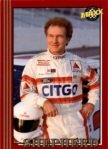 1992 Maxx Red Morgan Shepherd racing card featuring Benny Parsons in original gloss