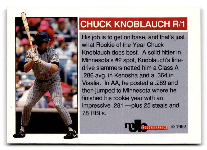 1992 MJB Holographics Holoprisms Chuck Knoblauch #R/1 Chuck Knoblauch - Baseball Card Single