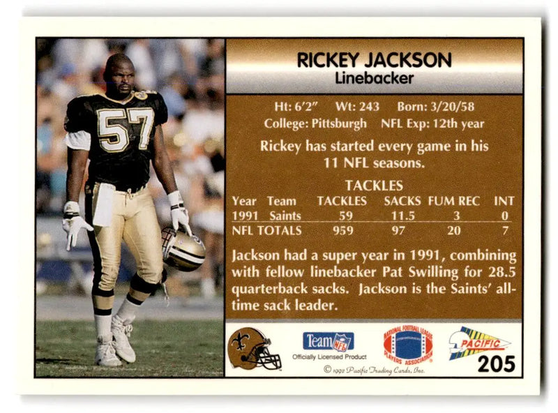 1992 Pacific #205 Rickey Jackson - Football Card Single