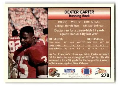 1992 Pacific #278 Dexter Carter - Football Card Single