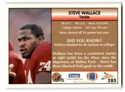 1992 Pacific #285 Steve Wallace - Football Card Single