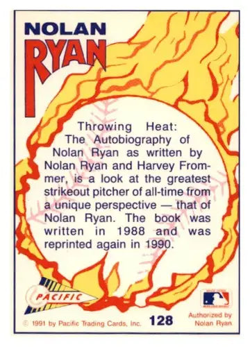 Back of Nolan Ryan baseball card from 1992 Pacific Ryan Texas Express II series