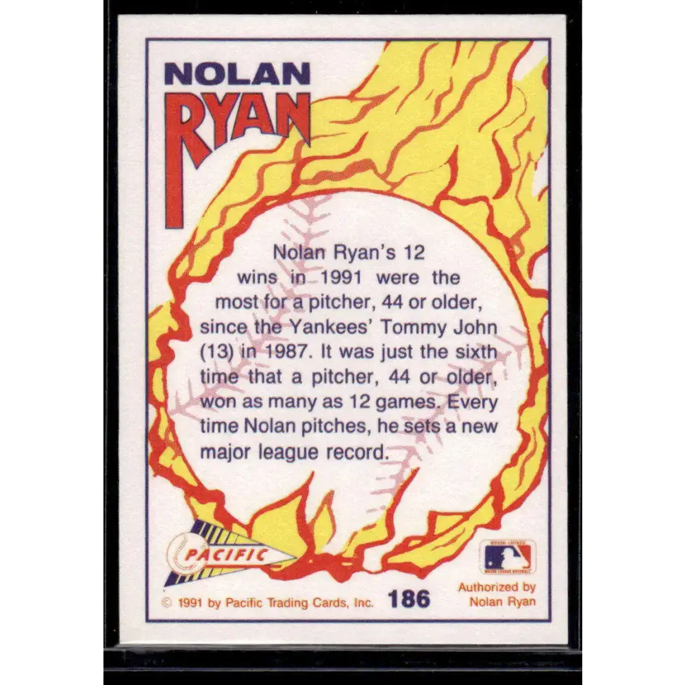 1992 Pacific Ryan Texas Express II #186 Sets More Records Texas Rangers NM-MT Baseball Card - Baseball Card Single