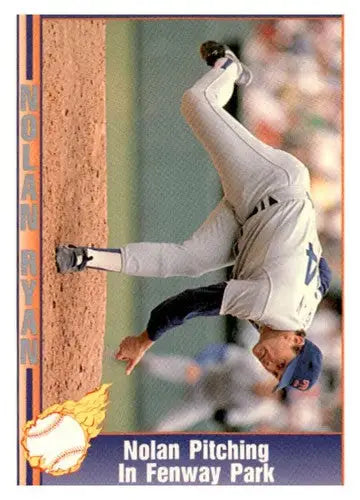 Original gloss baseball card of Nolan Ryan pitching from Pacific Ryan Texas in the 1992 Ryan Texas Express series