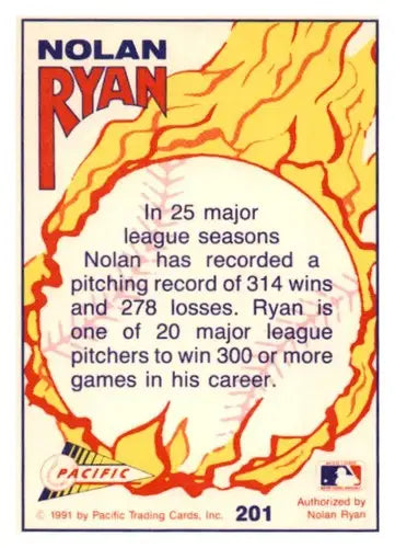 1992 Pacific Ryan Texas Express II #201 314-278 Thru 1991 Texas Rang ID:63049 - Baseball Card Single