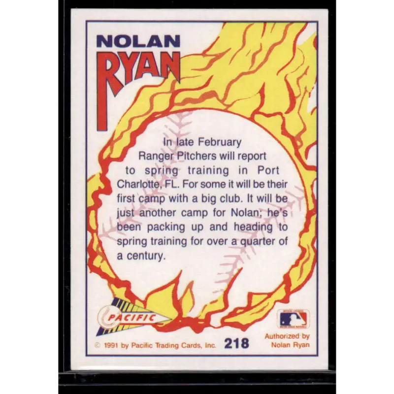 1992 Pacific Ryan Texas Express II #218 Spring Training 1992 Texas Rangers NM-MT Baseball Card - Baseball Card Single