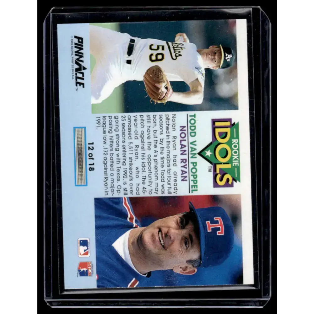 1992 Pinnacle #12 Nolan Ryan / Todd Van Poppel Athletics / Rangers NM-MT Baseball Card
