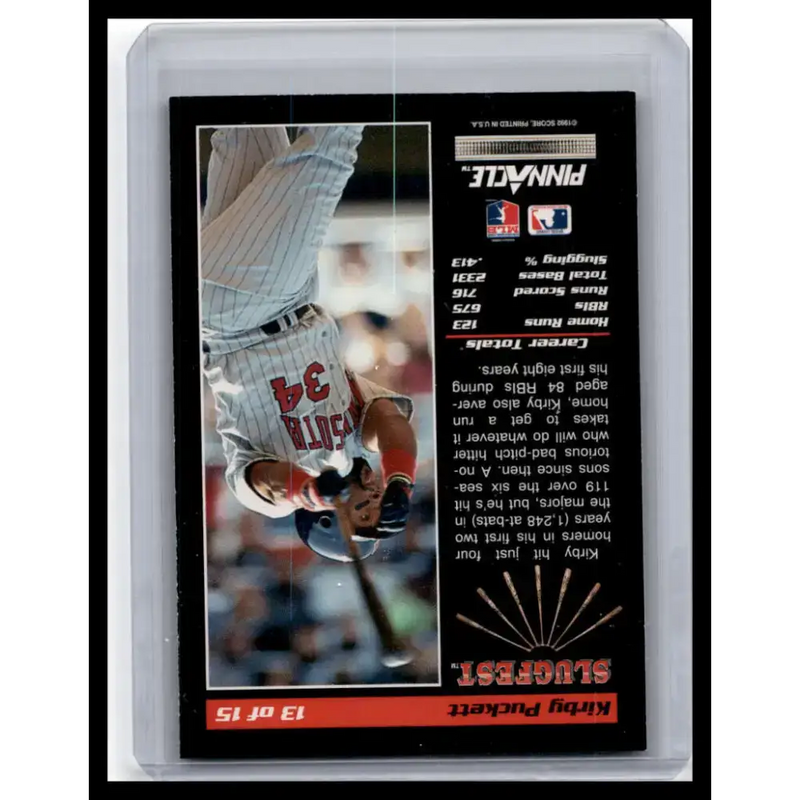 1992 Pinnacle #13 Kirby Puckett NM-MT Minnesota Twins Baseball Card - Baseball Card Single