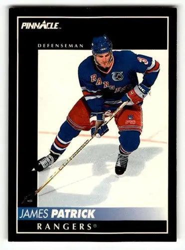 Original gloss James Patrick hockey card featuring Rangers hockey team from 1992 Pinnacle