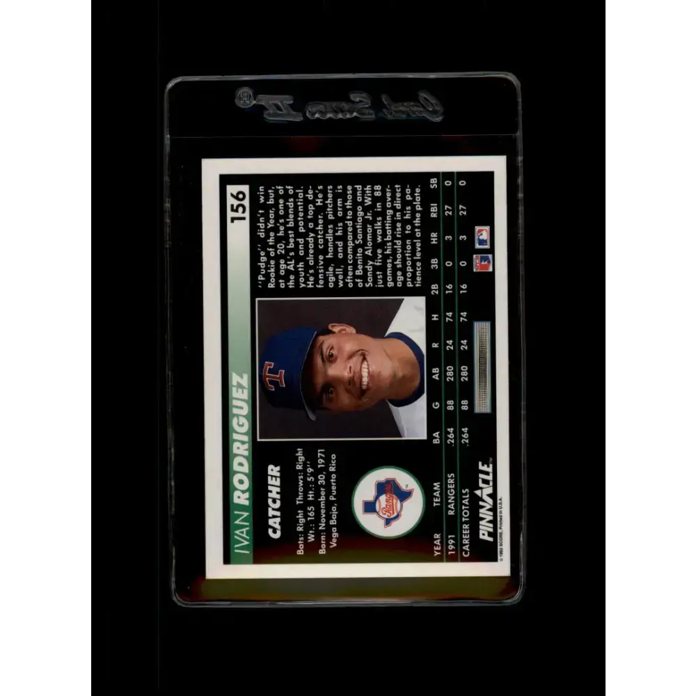 1992 Pinnacle #156 Ivan Rodriguez EX Texas Rangers Baseball Card - Baseball Card Single