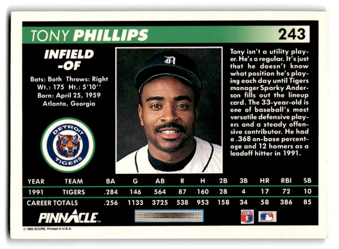 1992 Pinnacle #243 Tony Phillips - Baseball Card Single