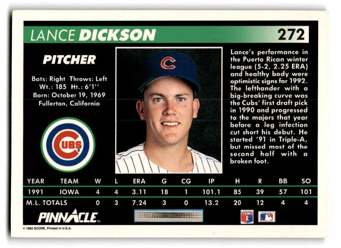 1992 Pinnacle #272 Lance Dickson - Baseball Card Single