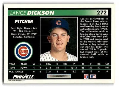 1992 Pinnacle #272 Lance Dickson - Baseball Card Single