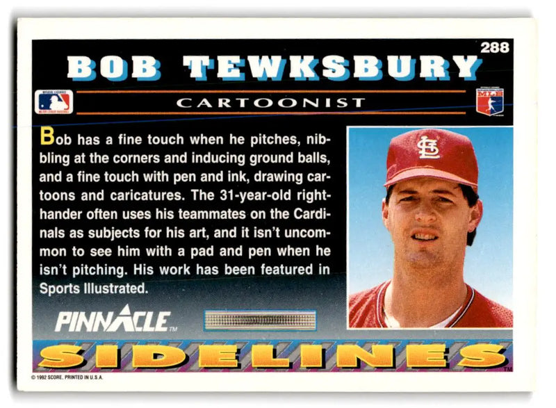 1992 Pinnacle #288 Bob Tewksbury - Baseball Card Single