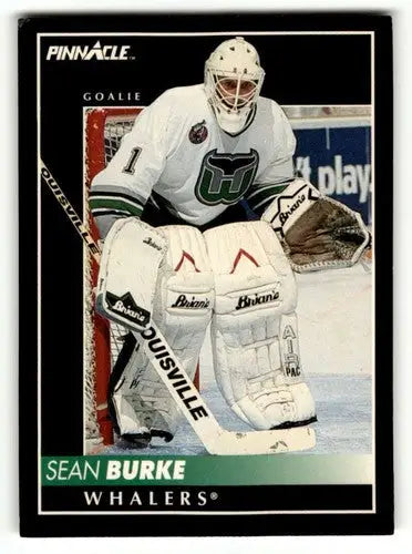 Original gloss Sean Burke Whalers hockey card from 1992 Pinnacle #295 Burke Whalers hockey