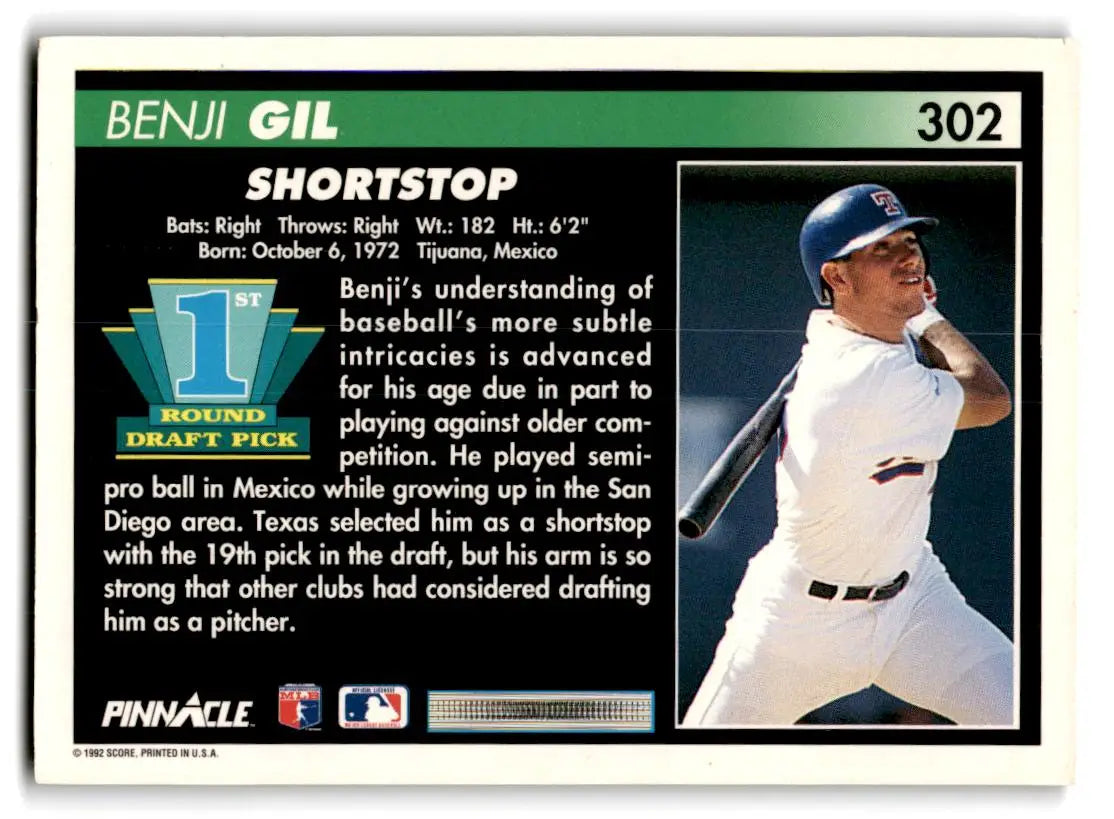 1992 Pinnacle #302 Benji Gil - Baseball Card Single
