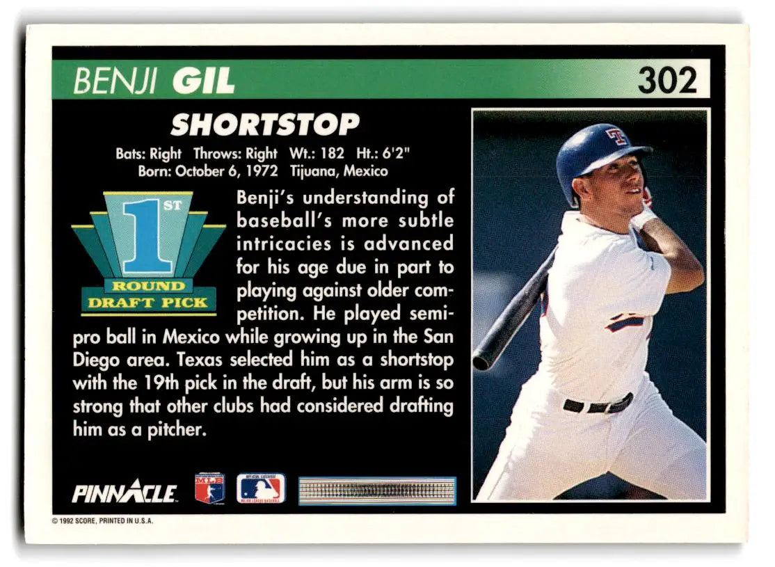1992 Pinnacle #302 Benji Gil - Baseball Card Single