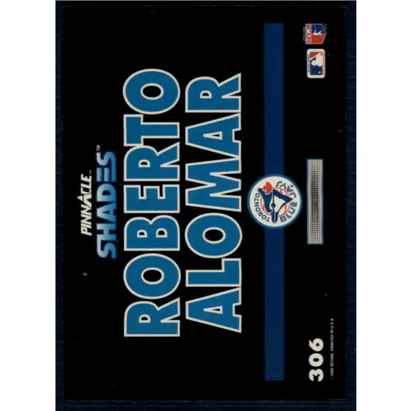 1992 Pinnacle #306 Roberto Alomar EX Toronto Blue Jays Baseball Card - Baseball Card Single