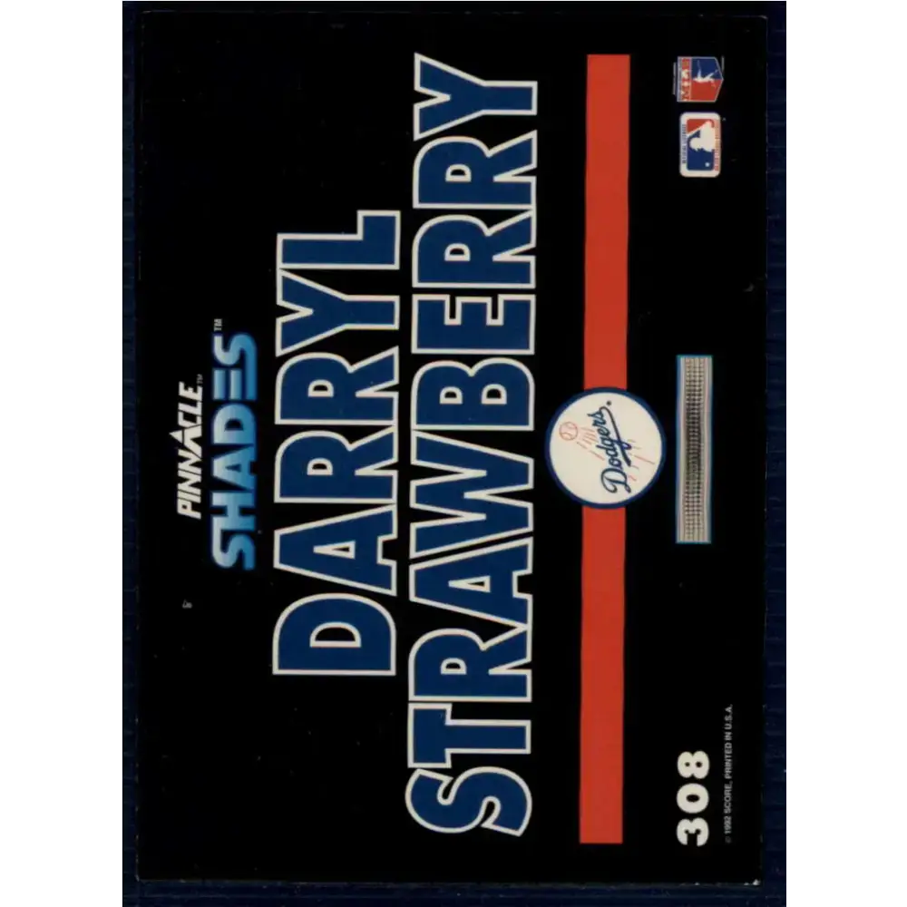 1992 Pinnacle #308 Darryl Strawberry EX Los Angeles Dodgers Baseball Card - Baseball Card Single