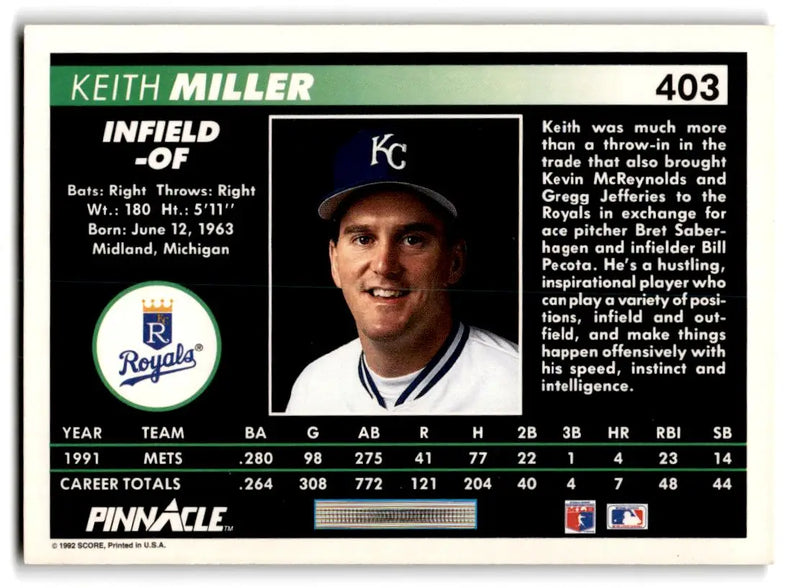 1992 Pinnacle #403 Keith Miller - Baseball Card Single
