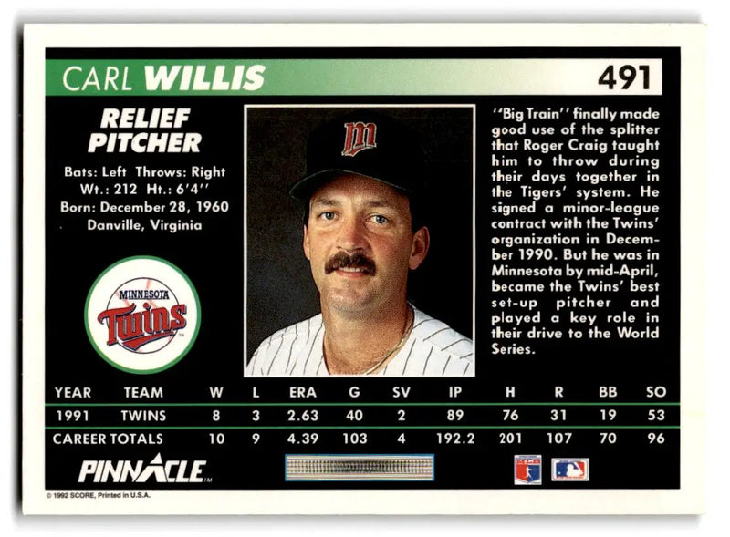 1992 Pinnacle #491 Carl Willis - Baseball Card Single