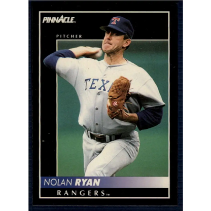 1992 Pinnacle #50 Nolan Ryan EX Texas Rangers Baseball Card Image 1