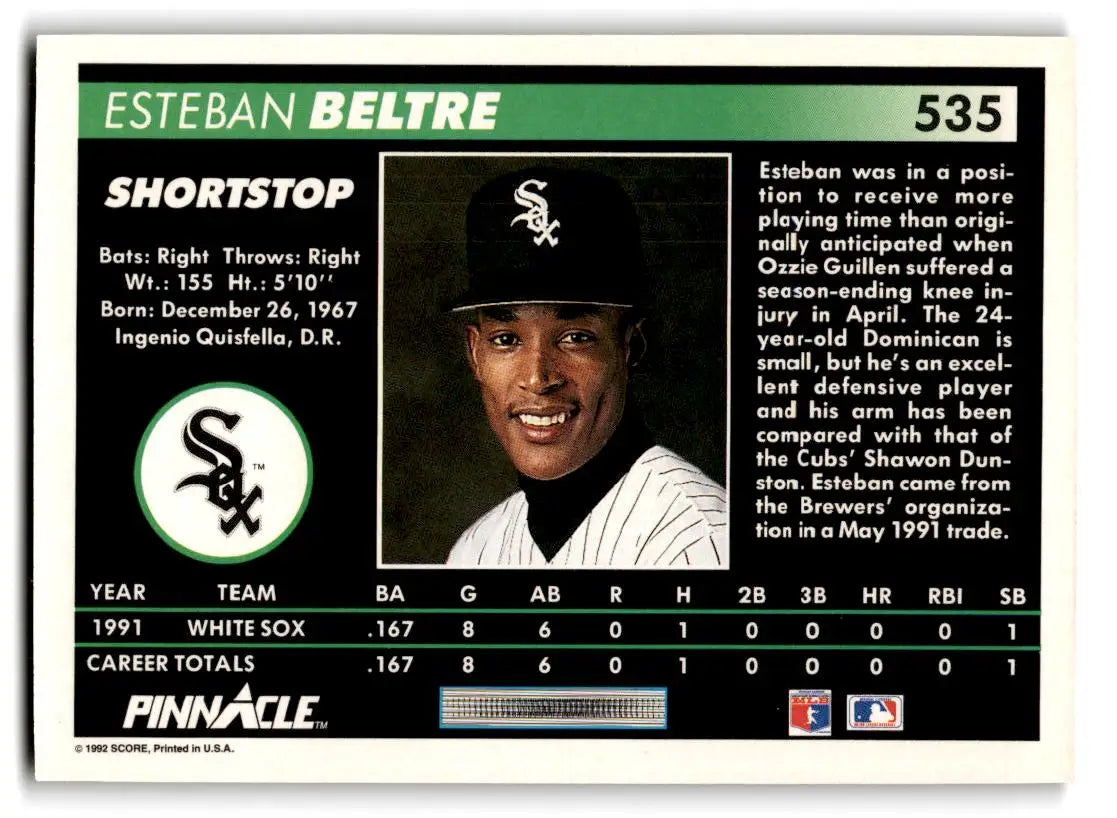 1992 Pinnacle #535 Esteban Beltre - Baseball Card Single