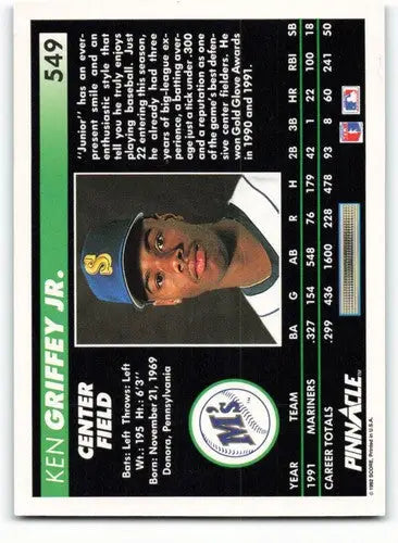 1992 Pinnacle #549 Ken Griffey Jr. NM Near Mint Mariners ID:83455 - Baseball Card Single