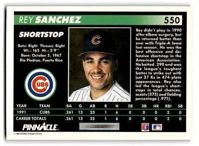 1992 Pinnacle #550 Rey Sanchez - Baseball Card Single