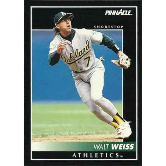 1992 Pinnacle #56 Walt Weiss EX Oakland Athletics Baseball Card - Baseball Card Single