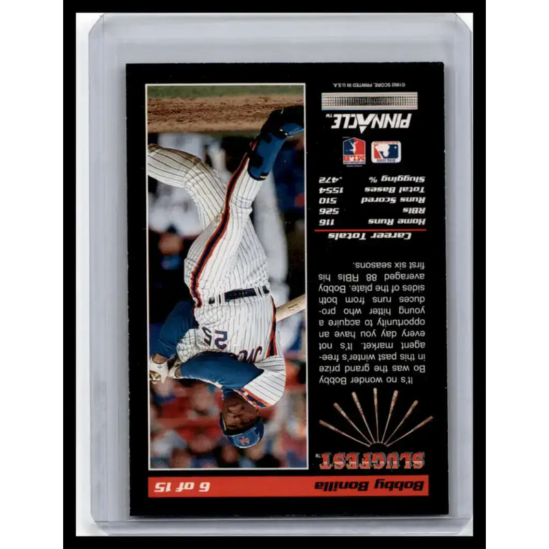 1992 Pinnacle #6 Bobby Bonilla NM-MT New York Mets Baseball Card - Baseball Card Single