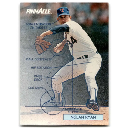 1992 Pinnacle #618 Nolan Ryan TECH EX Texas Rangers Baseball Card Image 1