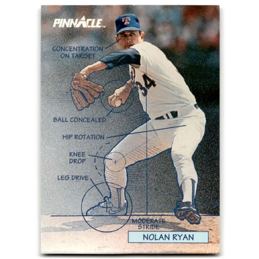 1992 Pinnacle #618 Nolan Ryan TECH EX Texas Rangers Baseball Card Image 1