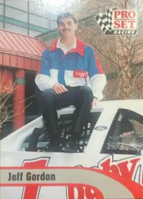 Pro Set Jeff Gordon trading card 1992 Pro Set #128 showcasing NASCAR racing memorabilia