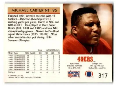 1992 Pro Set #317 Michael Carter - Football Card Single