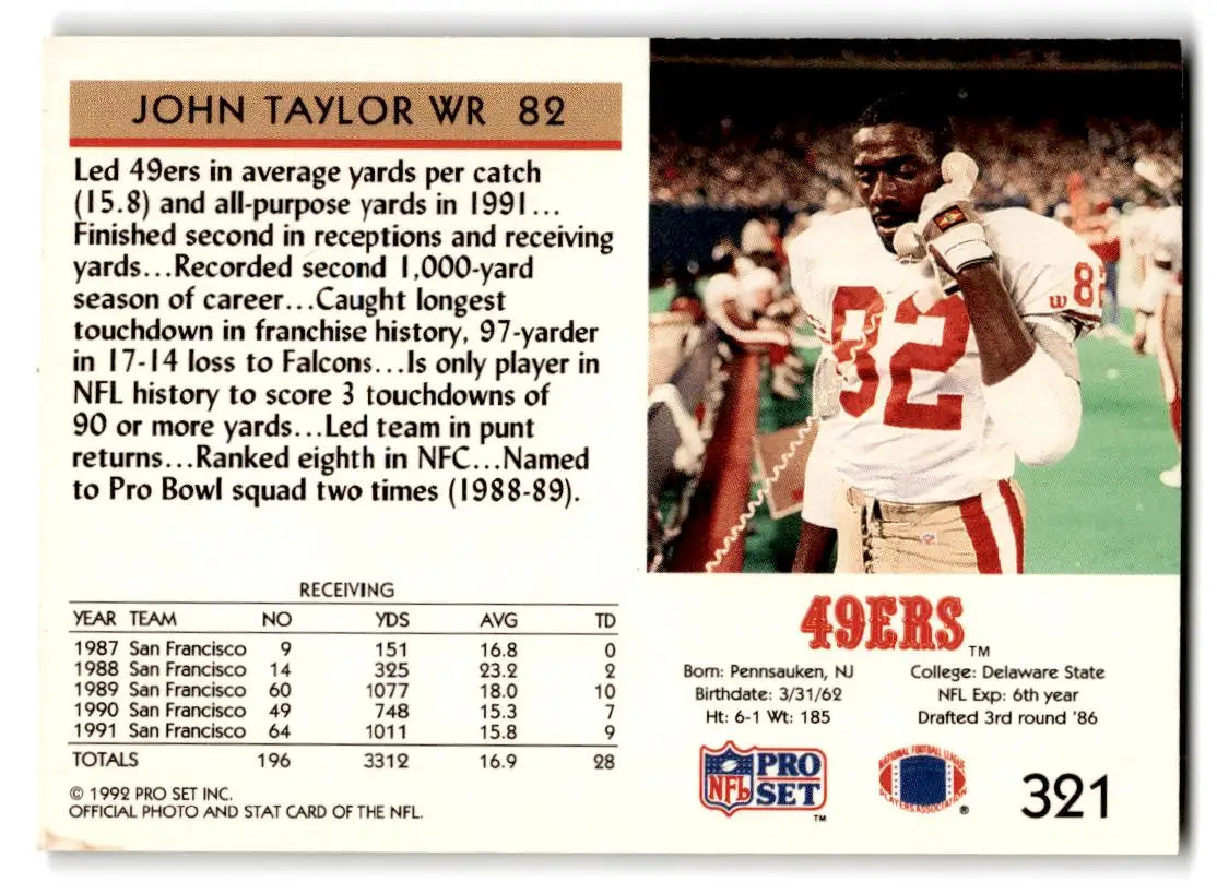 1992 Pro Set #321 John Taylor - Football Card Single