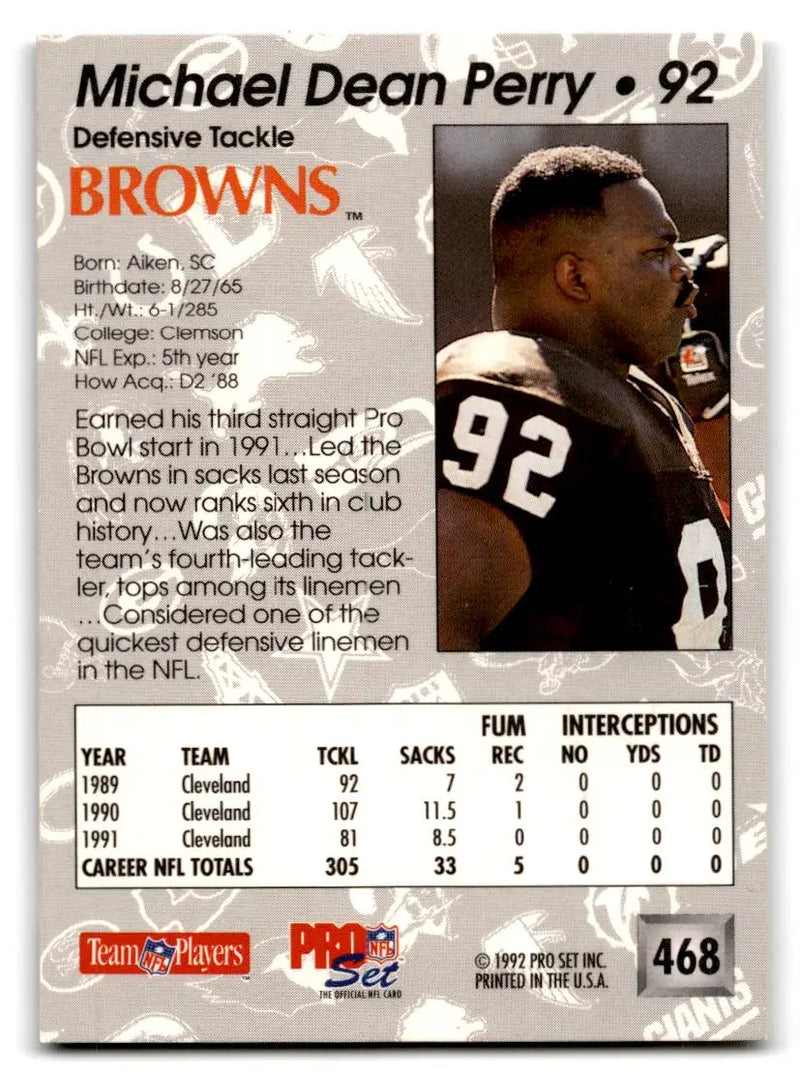1992 Pro Set #468 Michael Dean Perry - Football Card Single
