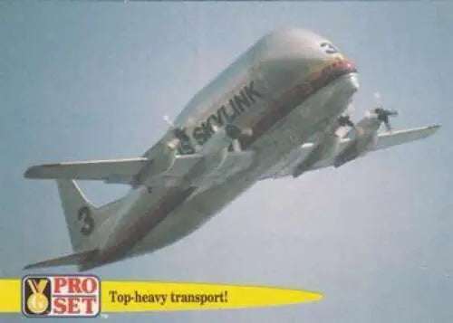 Bulbous-topped transport plane from 1992 Pro Set Guinness Book of Records card with original gloss