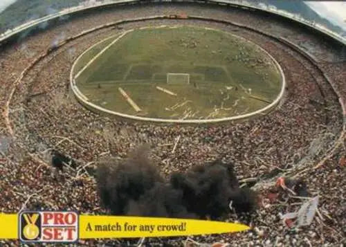 Crowded soccer stadium showcasing 1992 Pro Set Guinness Book Of Records NM-MT card