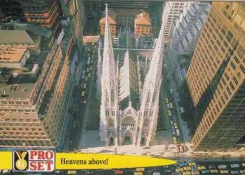 Aerial view of a cathedral showcasing original gloss in Simply Sandoval cards typically sell